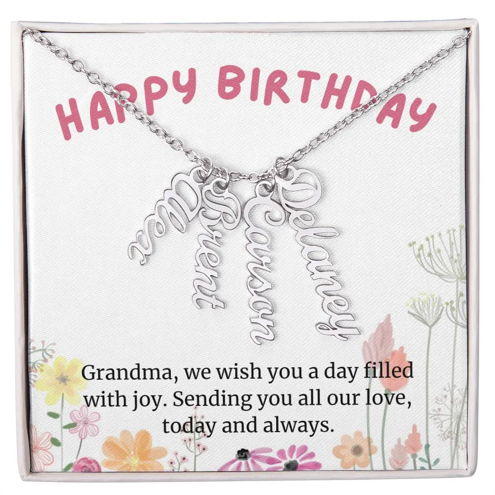 Happy Birthday Grandma Gift, Custom Multi Grandchildren Name Necklace