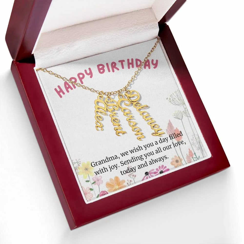 Happy Birthday Grandma Gift, Custom Multi Grandchildren Name Necklace