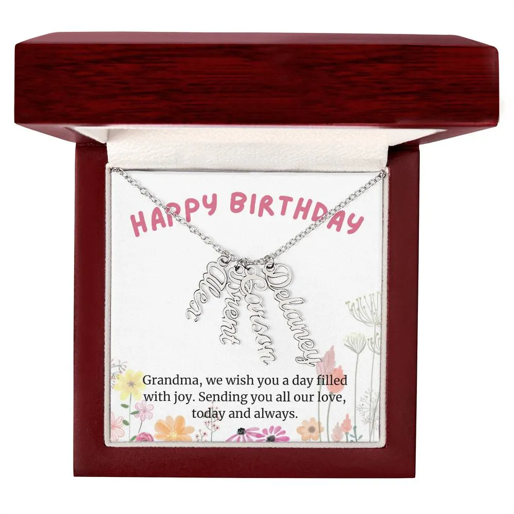 Happy Birthday Grandma Gift, Custom Multi Grandchildren Name Necklace