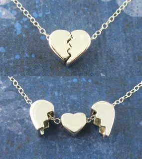 Heal a Broken Heart Pendant Necklace with Hidden Heart, Engravable