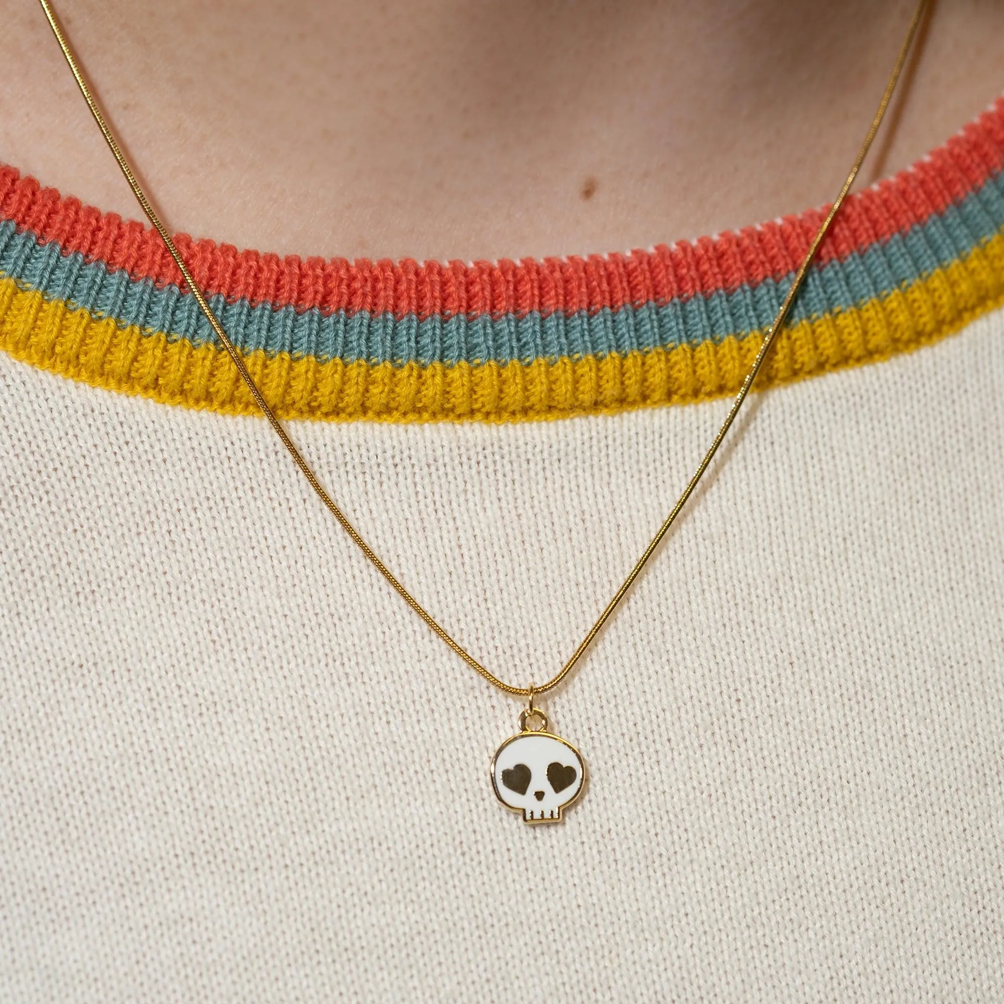 Heart Eyed Skull Necklace