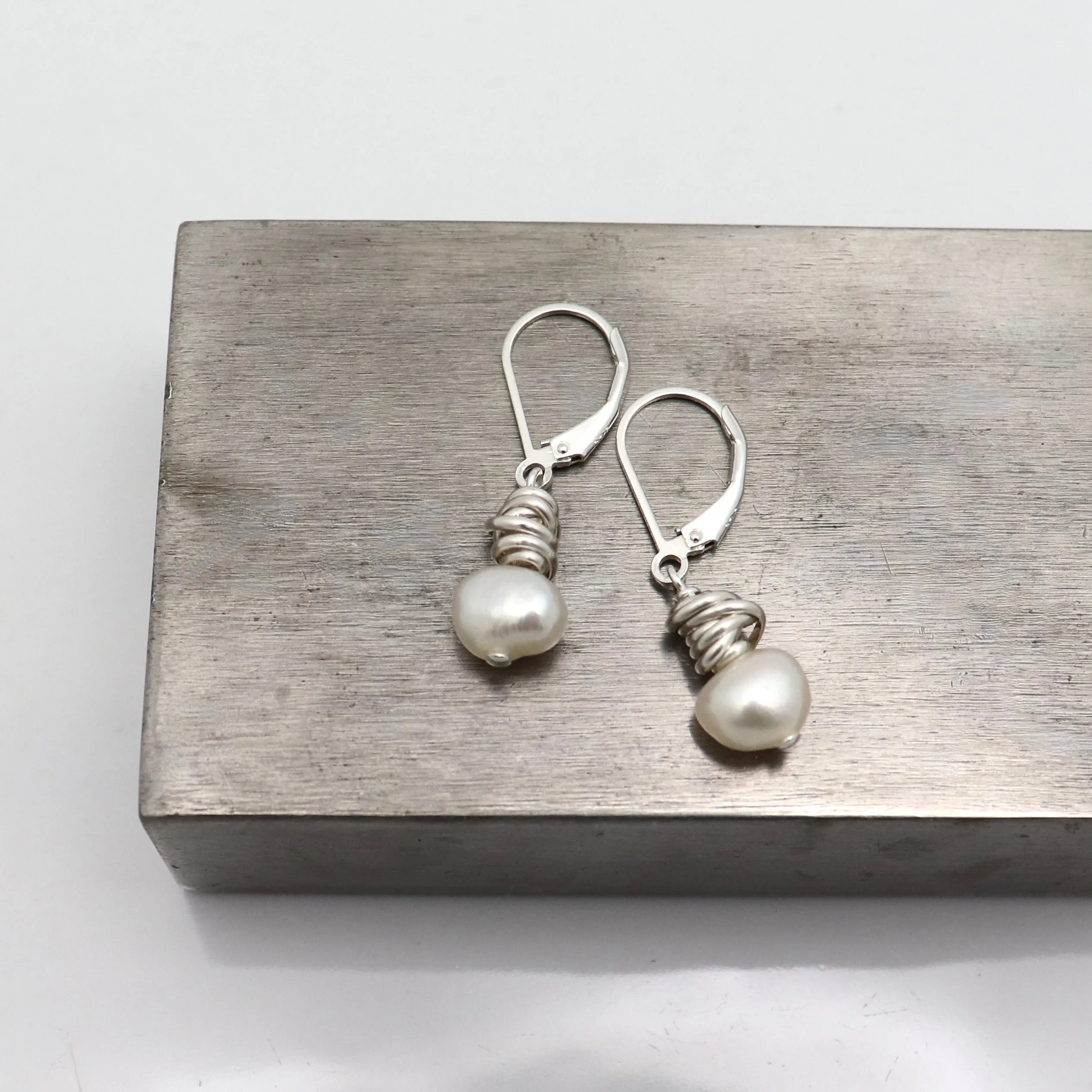 HERA Silver Wrapped Pearl Earrings