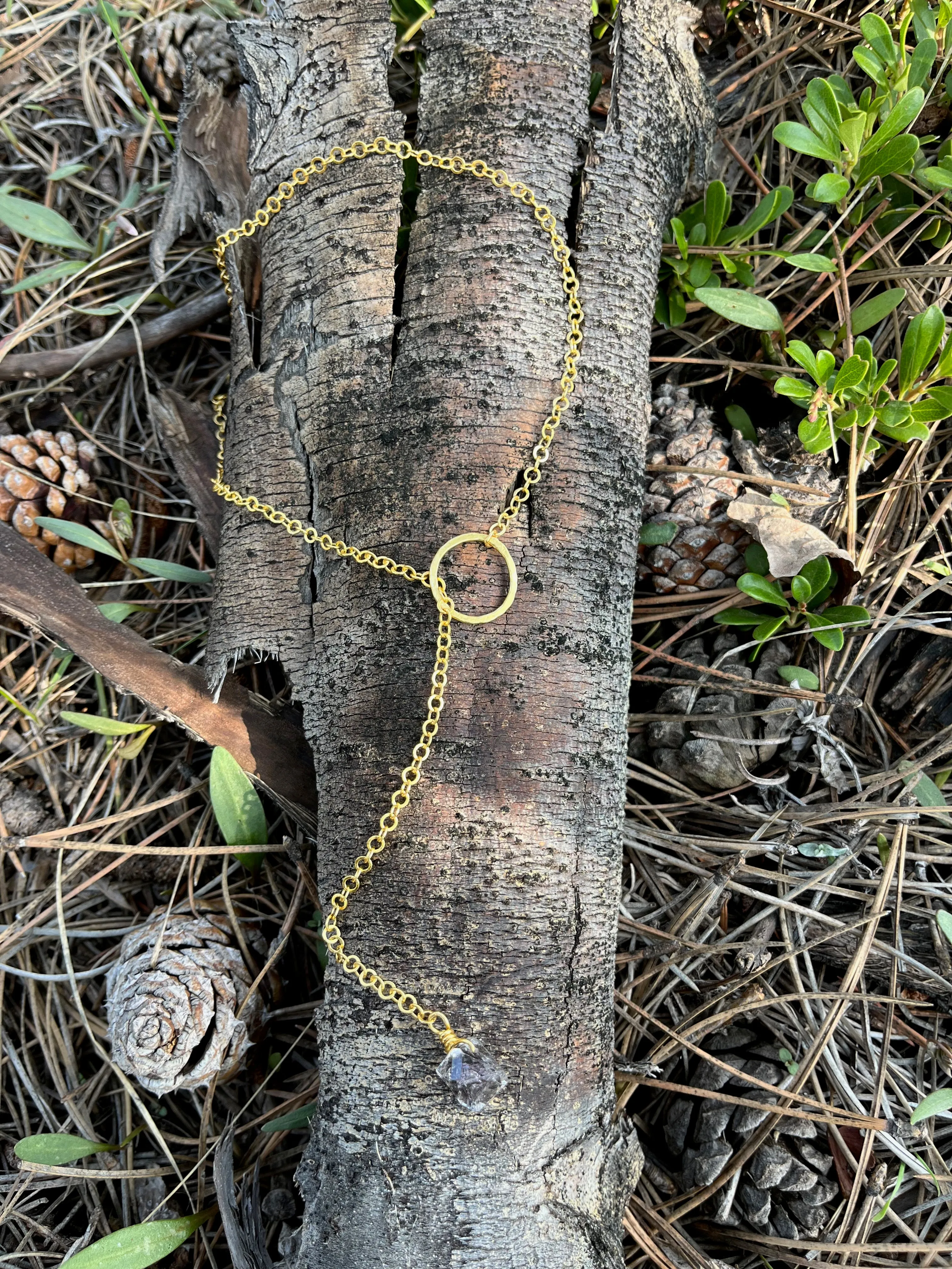 Herkimer Liberation Lariat Gold Necklace