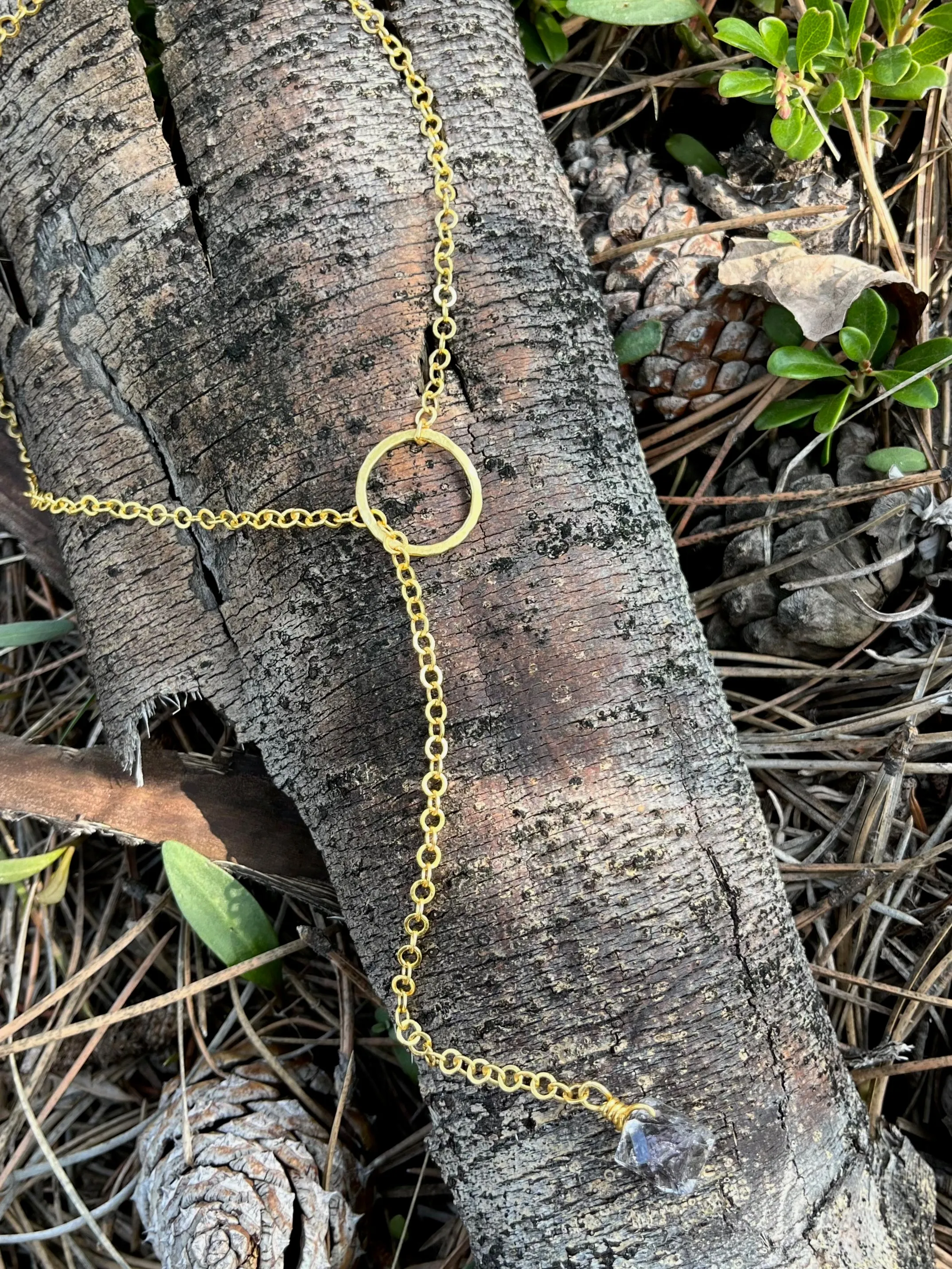 Herkimer Liberation Lariat Gold Necklace