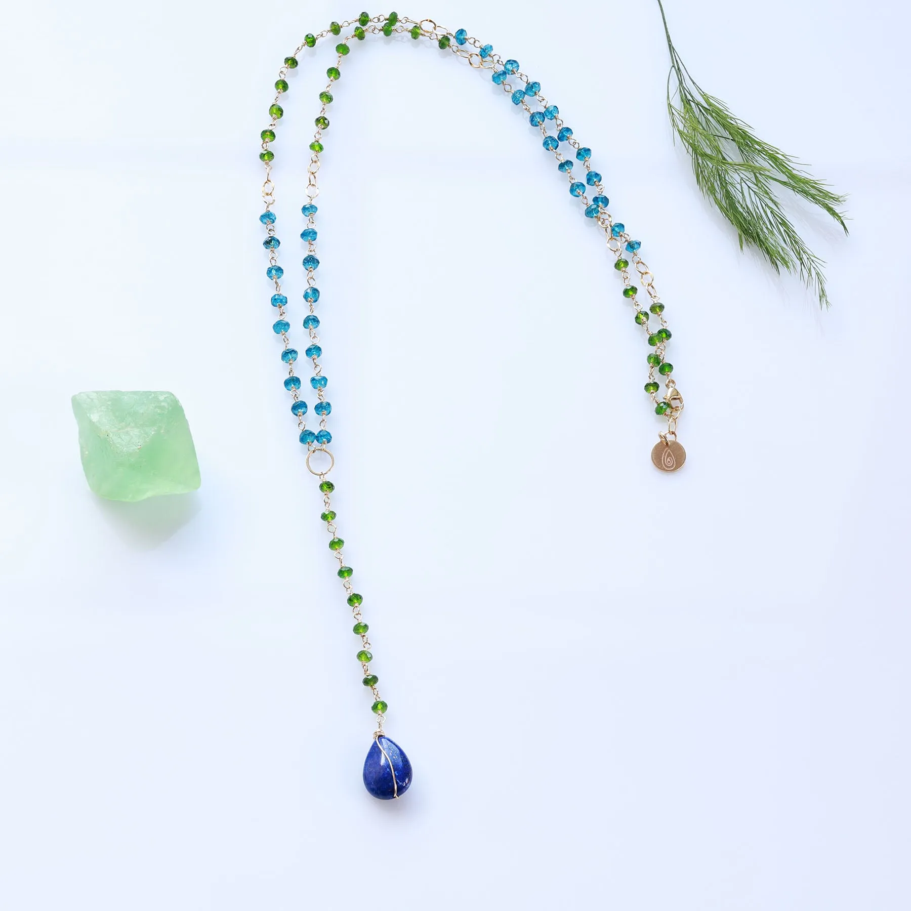 Isle - Multi Gemstone Lariat Gold Necklace