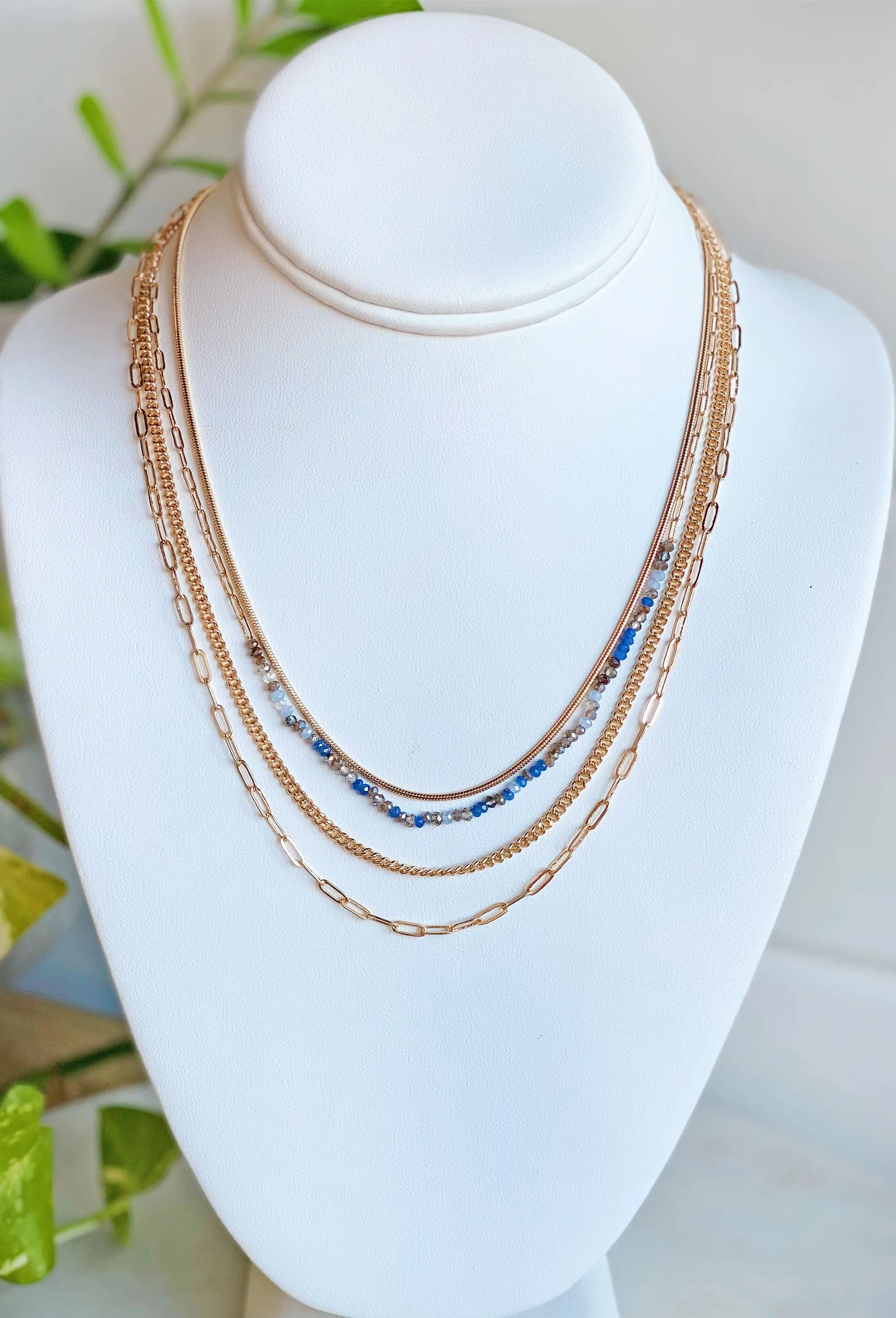 It Girl Layered Necklace in Blue