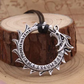 Jormungandr Elder Furthark Runes Amulet Necklace