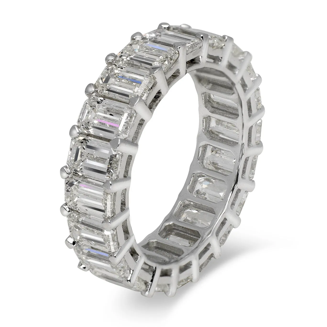 LIA 7 Carat Emerald Cut Diamond Eternity Band in 18K Gold 35 pointer Shared Prong By Mike Nekta SIZE 6