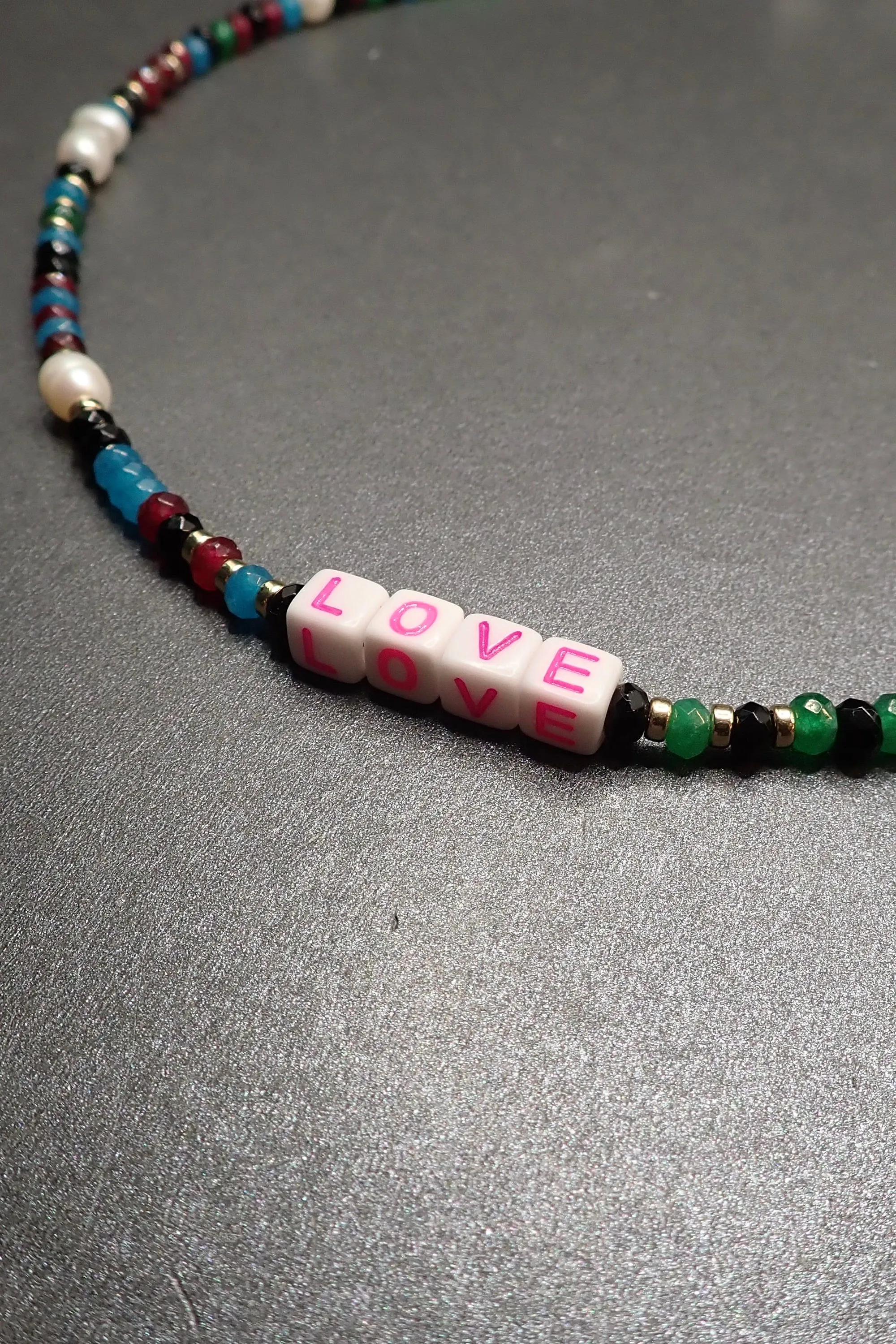 LOVE SHORT BEADED NECKLACE - one made