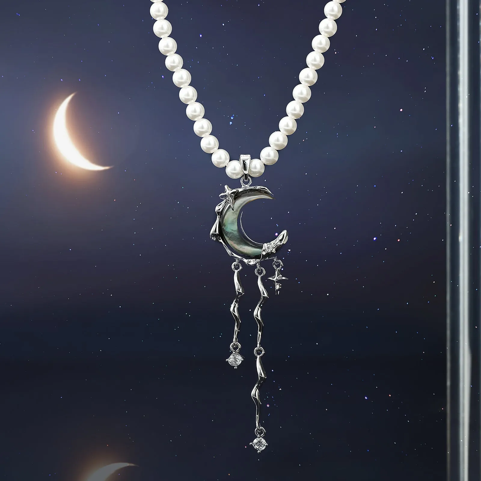 Lunar Tide Pearl Necklace