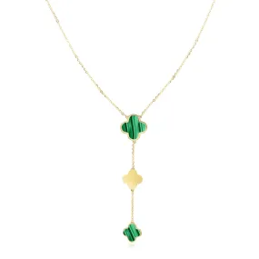 Malachite Clover Lariat Necklace