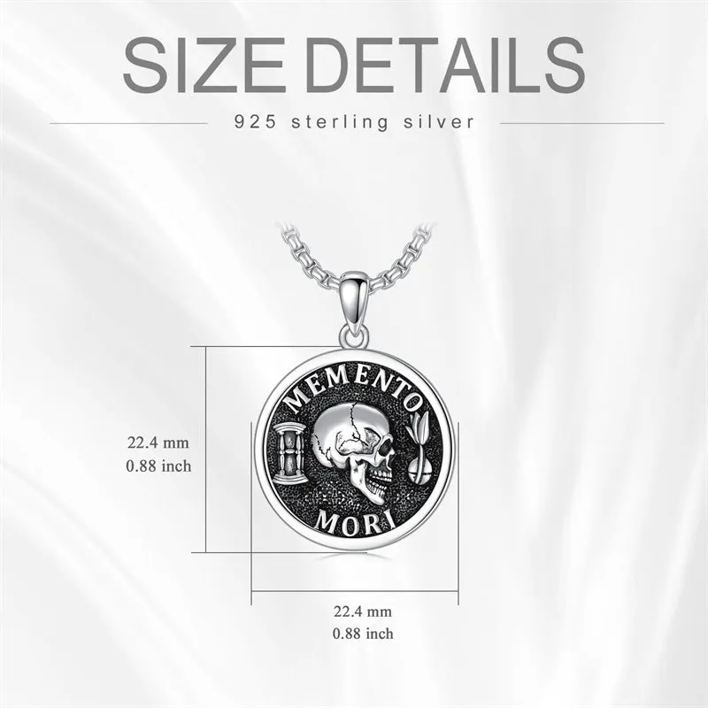 Memento Morit Necklace 925 Sterling Jewerly Death  Necklace for Men