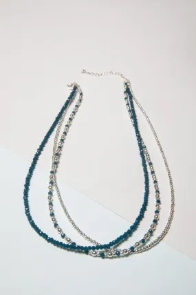 Metallic Glass Bead Layered Necklace