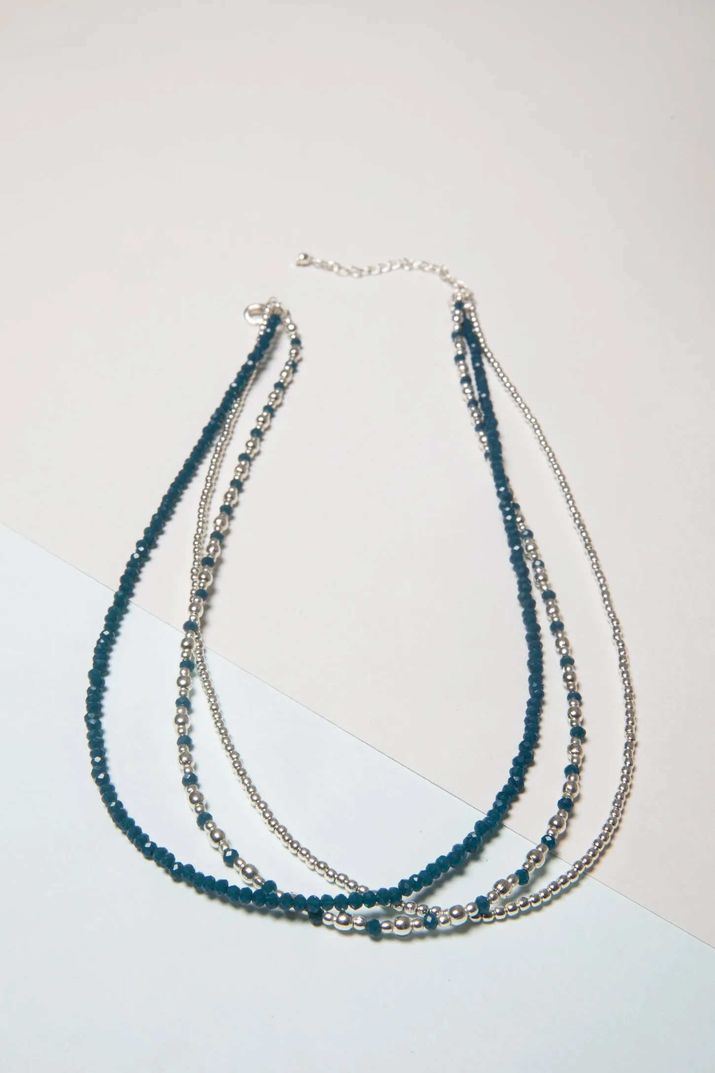 Metallic Glass Bead Layered Necklace