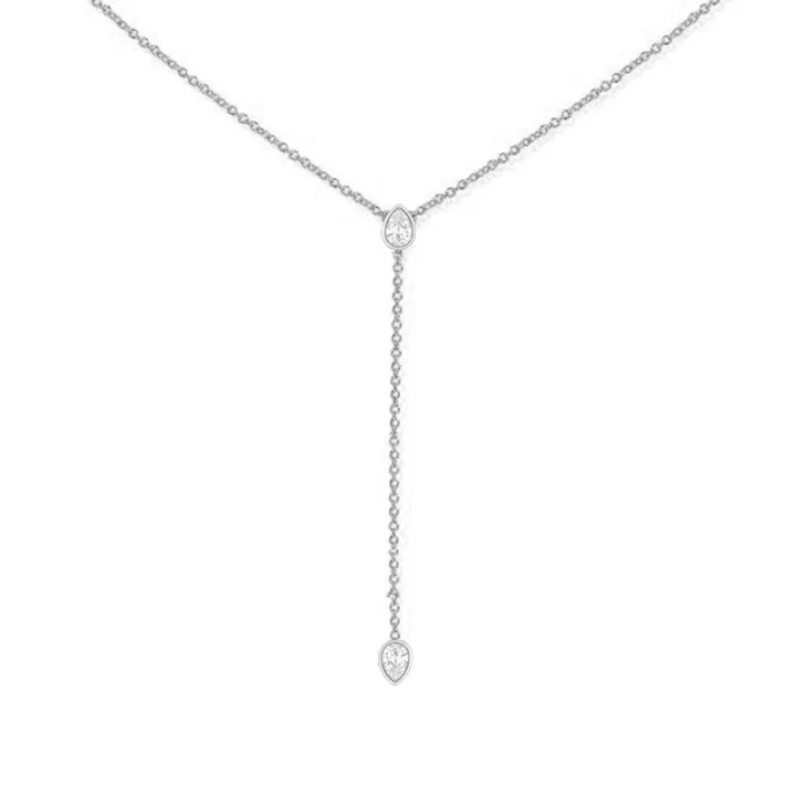 Mixed Shape Diamond Drop Lariat