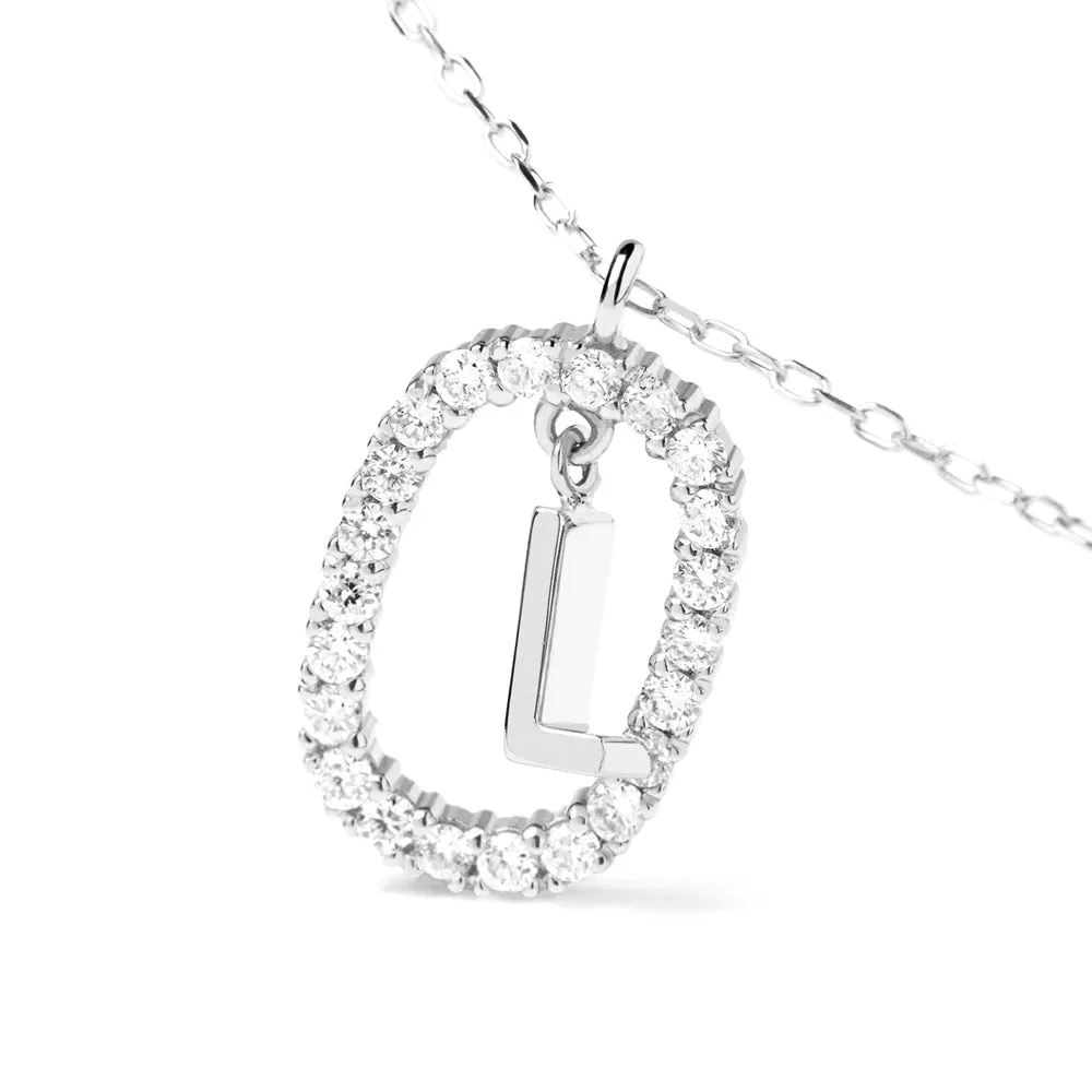 Moissanite Letter L Dangle Pendant Necklace