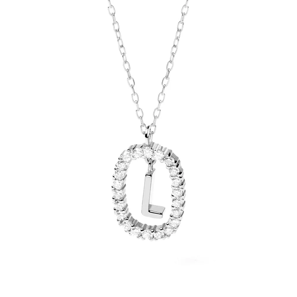 Moissanite Letter L Dangle Pendant Necklace