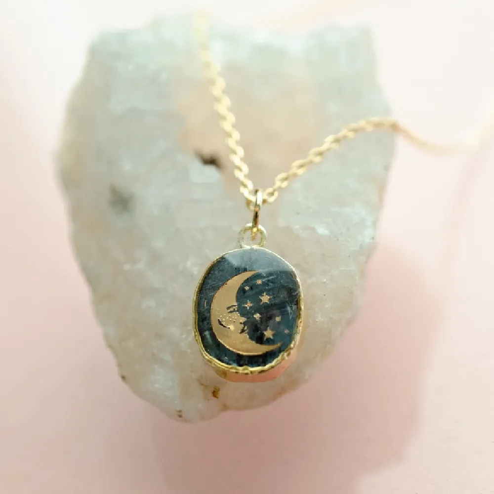 Moon and Stars Gemstone Necklace