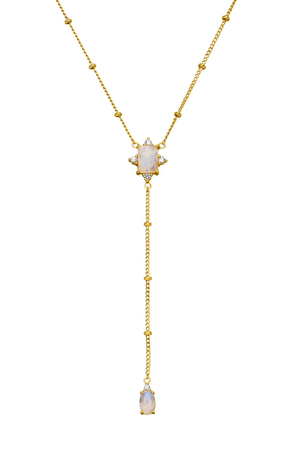 Moonstone Intuition Y-Necklace 14K Gold Plated