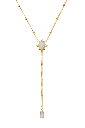 Moonstone Intuition Y-Necklace 14K Gold Plated