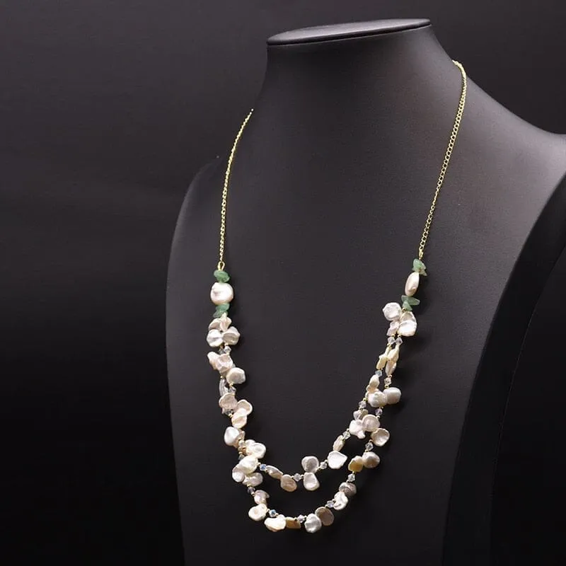 Natural Freshwater Pearl Multilayer Beaded Adjustable Necklace