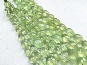 Natural Prehnite faceted oval shape beads