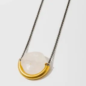 Opalite Sun & Moon Silver Necklace