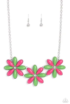 Paparazzi Bodacious Bouquet Green Necklace & Earring Set