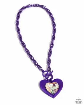 Paparazzi Modern Matchup Purple Heart Necklace March 2024 Life of the Party