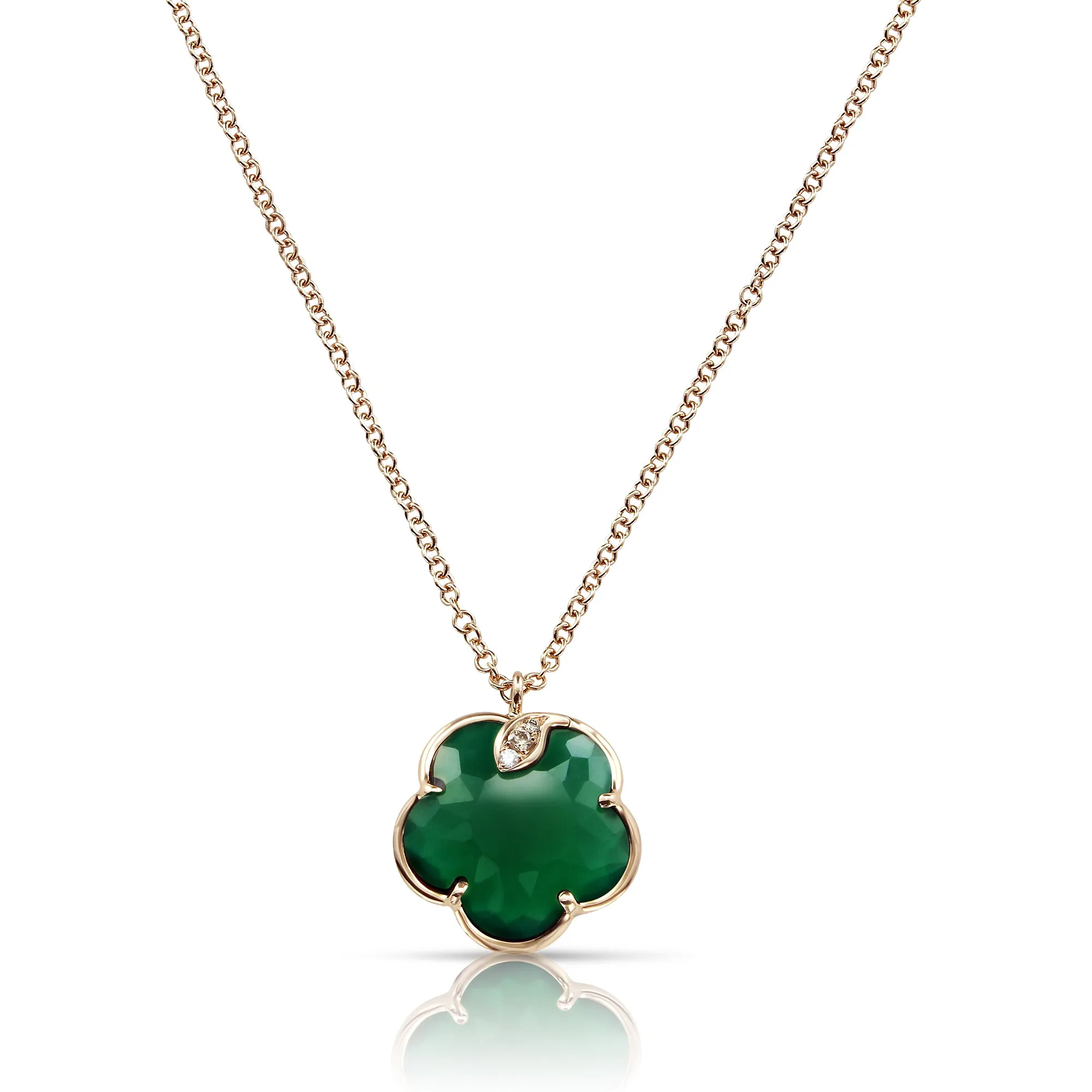 Pasquale Bruni - Petit Joli - Pendant Necklace, 18K Rose Gold, Green Agate and Diamonds