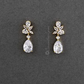 Pear Drop CZ Bridal Earrings