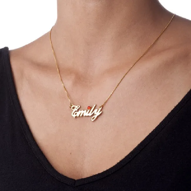 Personalized Birthstone Name Necklace - Carrie Style