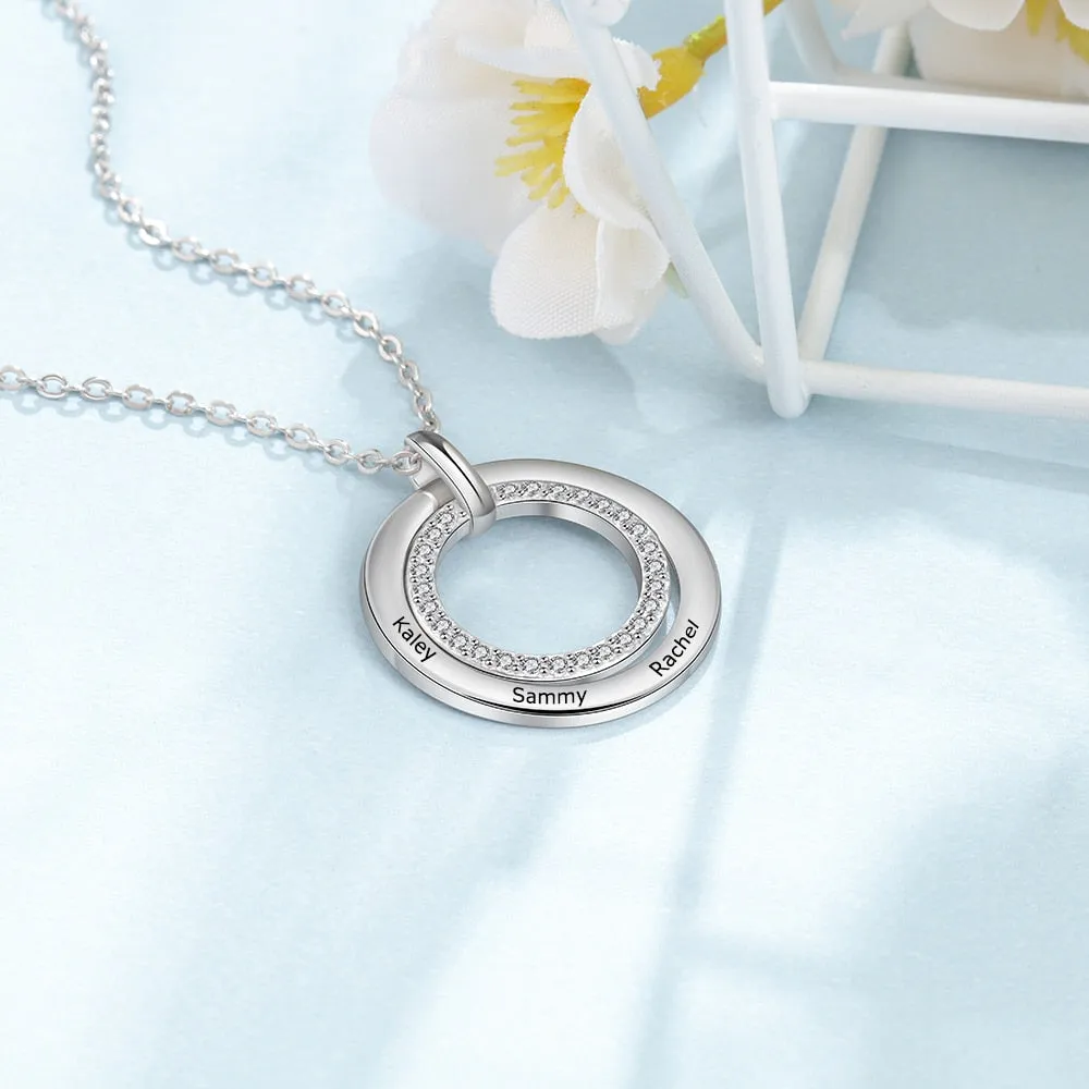 Personalized Name Engraved Circle Necklace