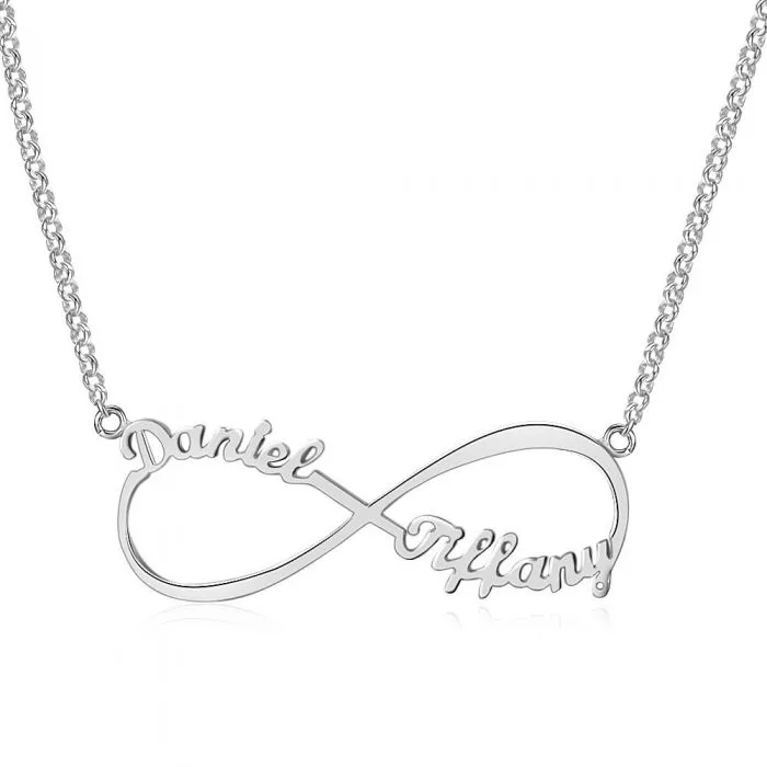 Personalized Sterling Silver Infinity Name Necklace - 2 Names Silver Gold or Rose Gold