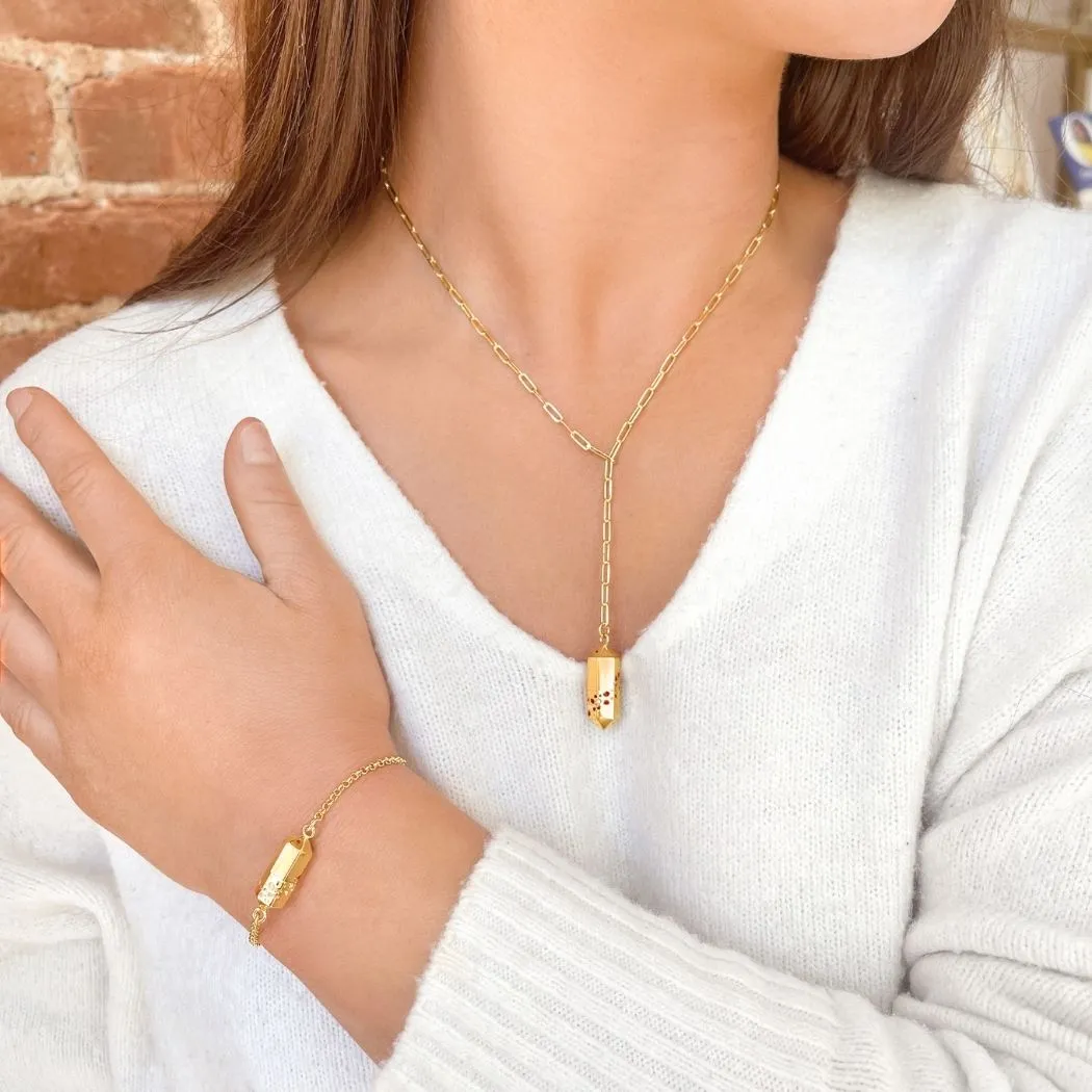 Polygon Lariat Locket - Gold