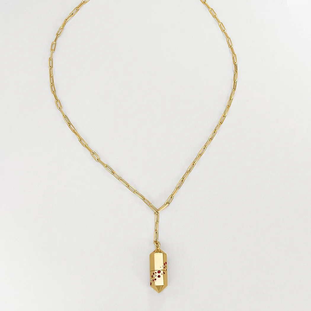 Polygon Lariat Locket - Gold