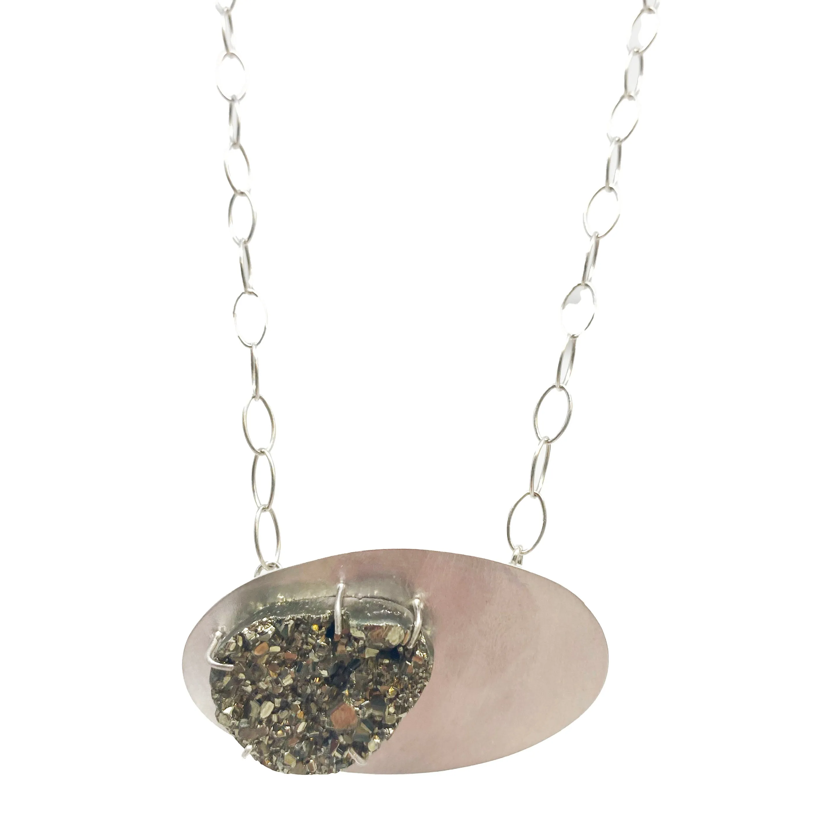 Pyrite Oval Necklace by Rina Young