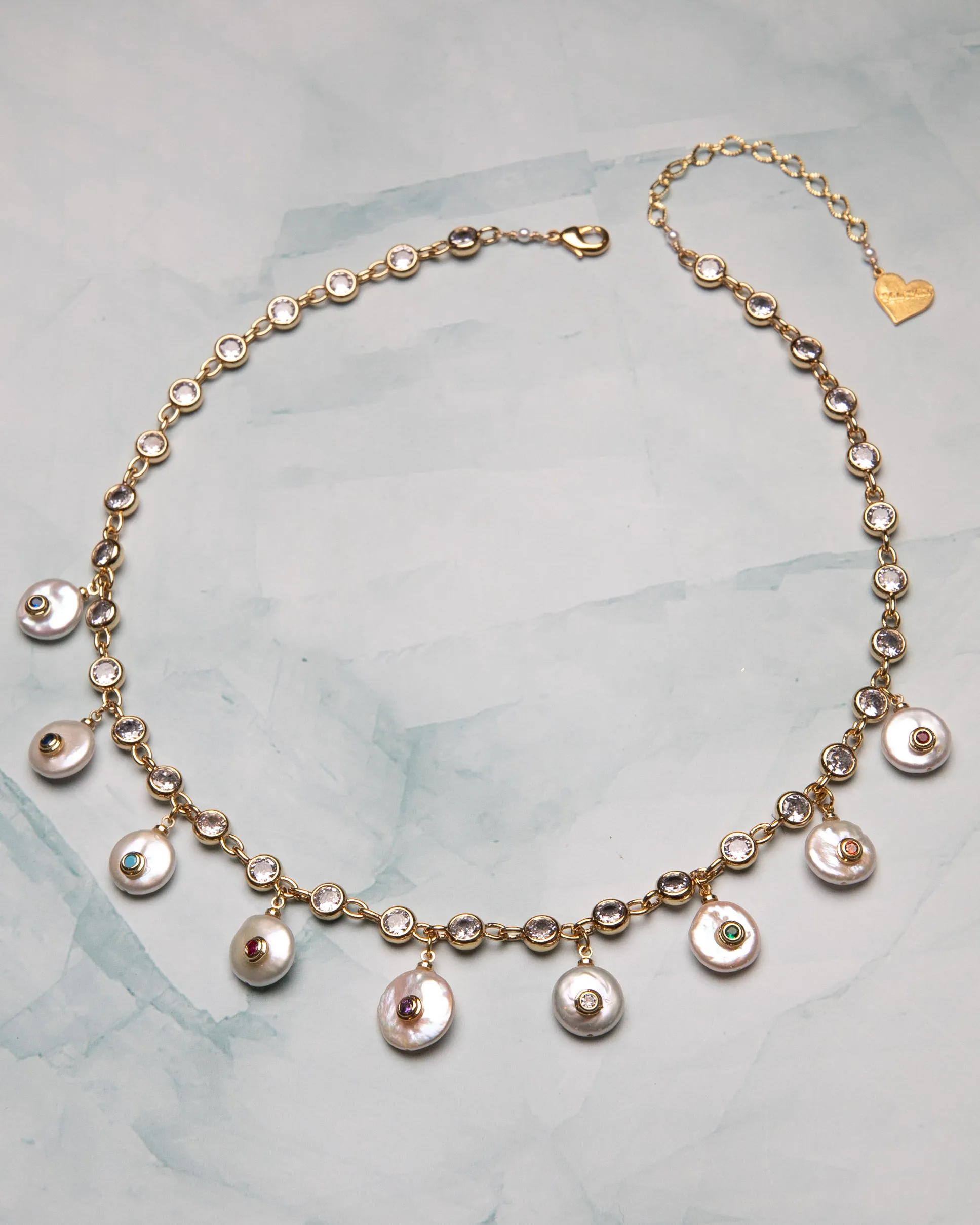 Rainbow Coin Pearl Necklace