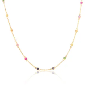 Rainbow Gemstone Station Necklace