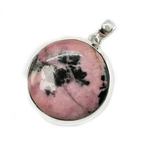 Rhodonite Gemstone Round Pendant