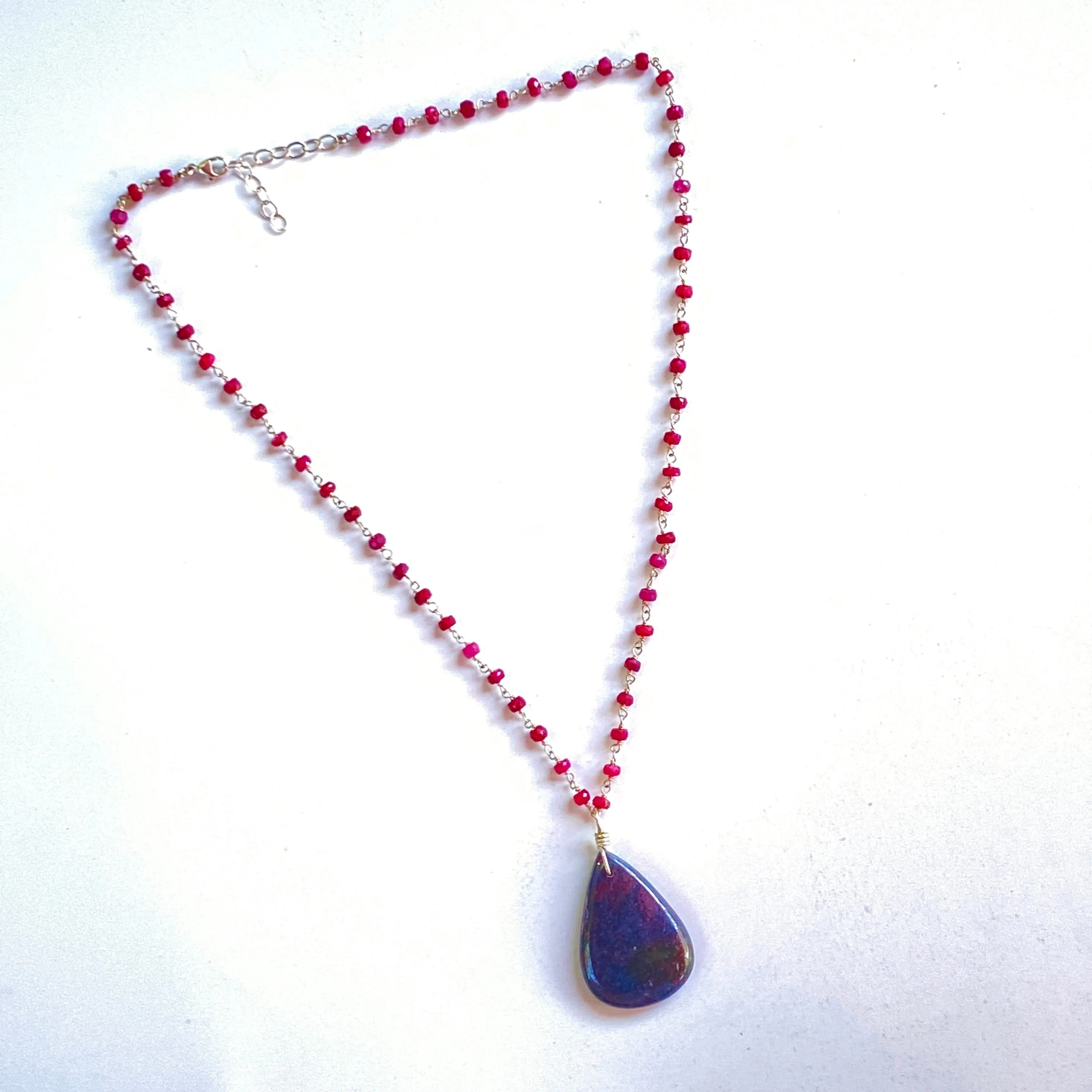 Ruby in Kyanite Pendant silver chain Necklace