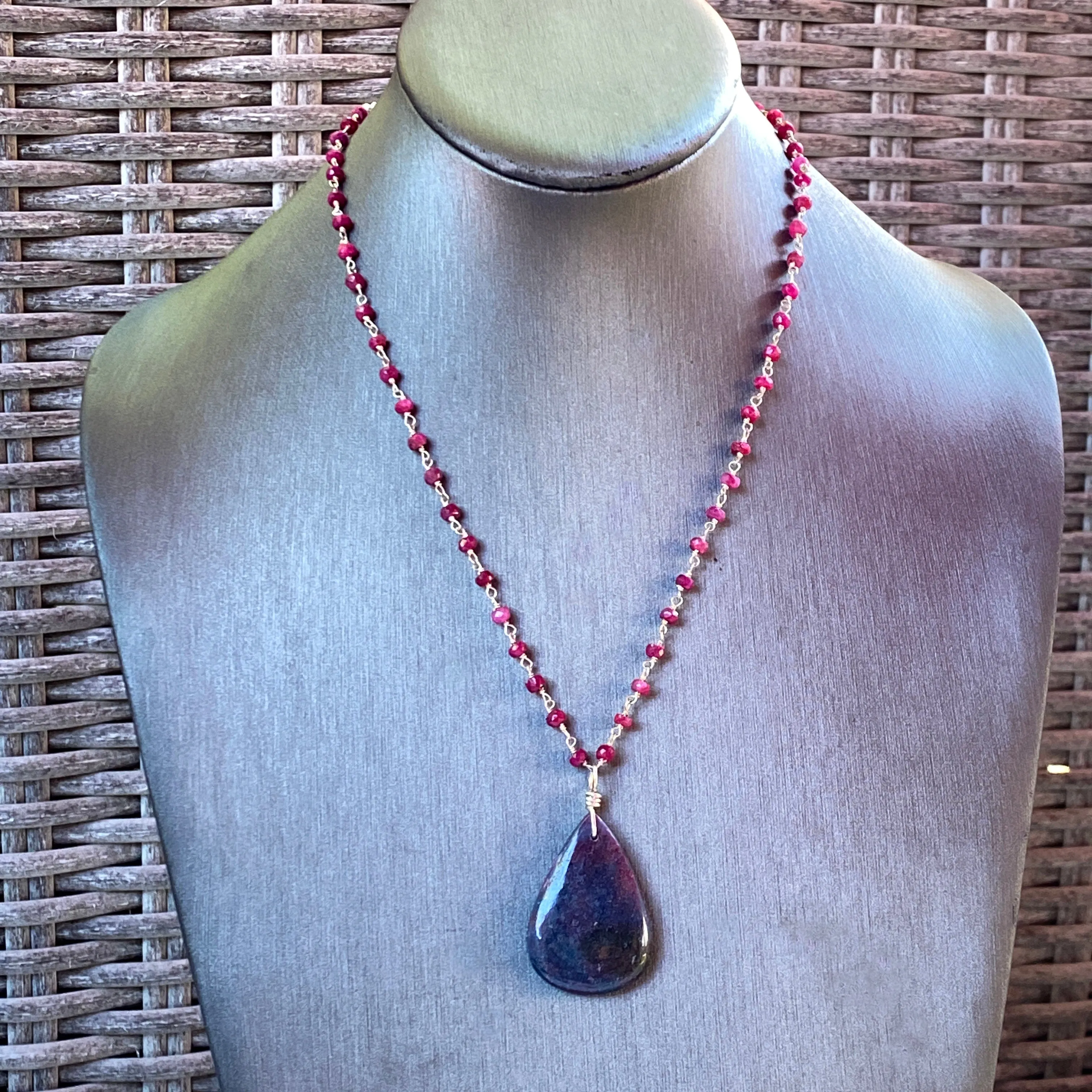 Ruby in Kyanite Pendant silver chain Necklace