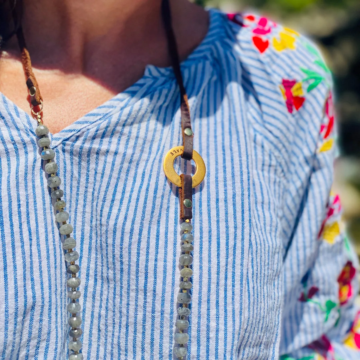 Serenity Necklace: Labradorite for a Positive Change in Your Life with Inhale - Exhale Reminder