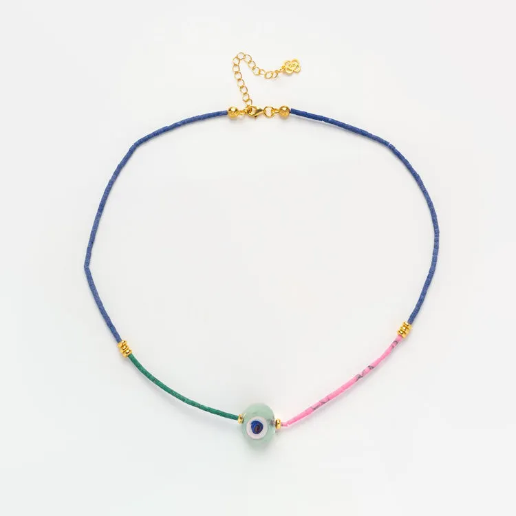 Solana Evil Eye Multicolored Beaded Necklace