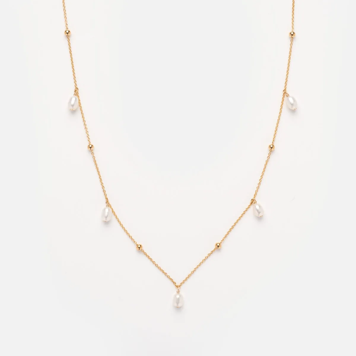 Solid Gold Pearl Droplet Necklace