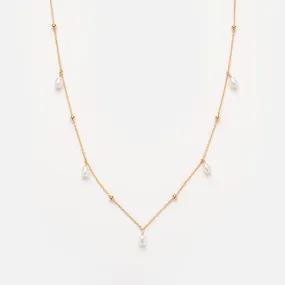 Solid Gold Pearl Droplet Necklace