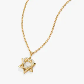 Star of David Heart Necklace, 14kt Gold Plated