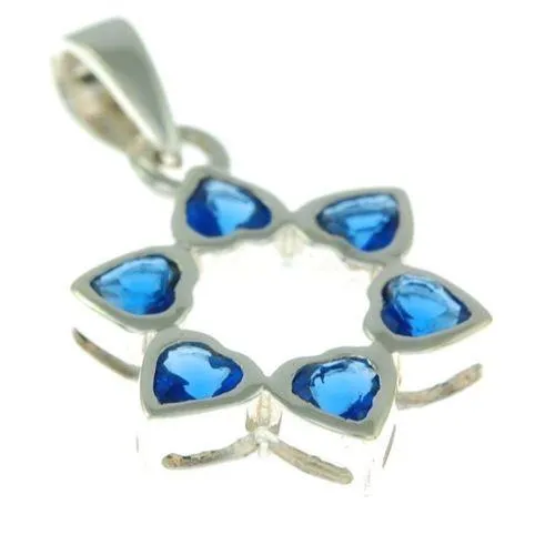 Star of David Pendant hurts blue Colors Gemstone   925 Sterling Silver Necklace