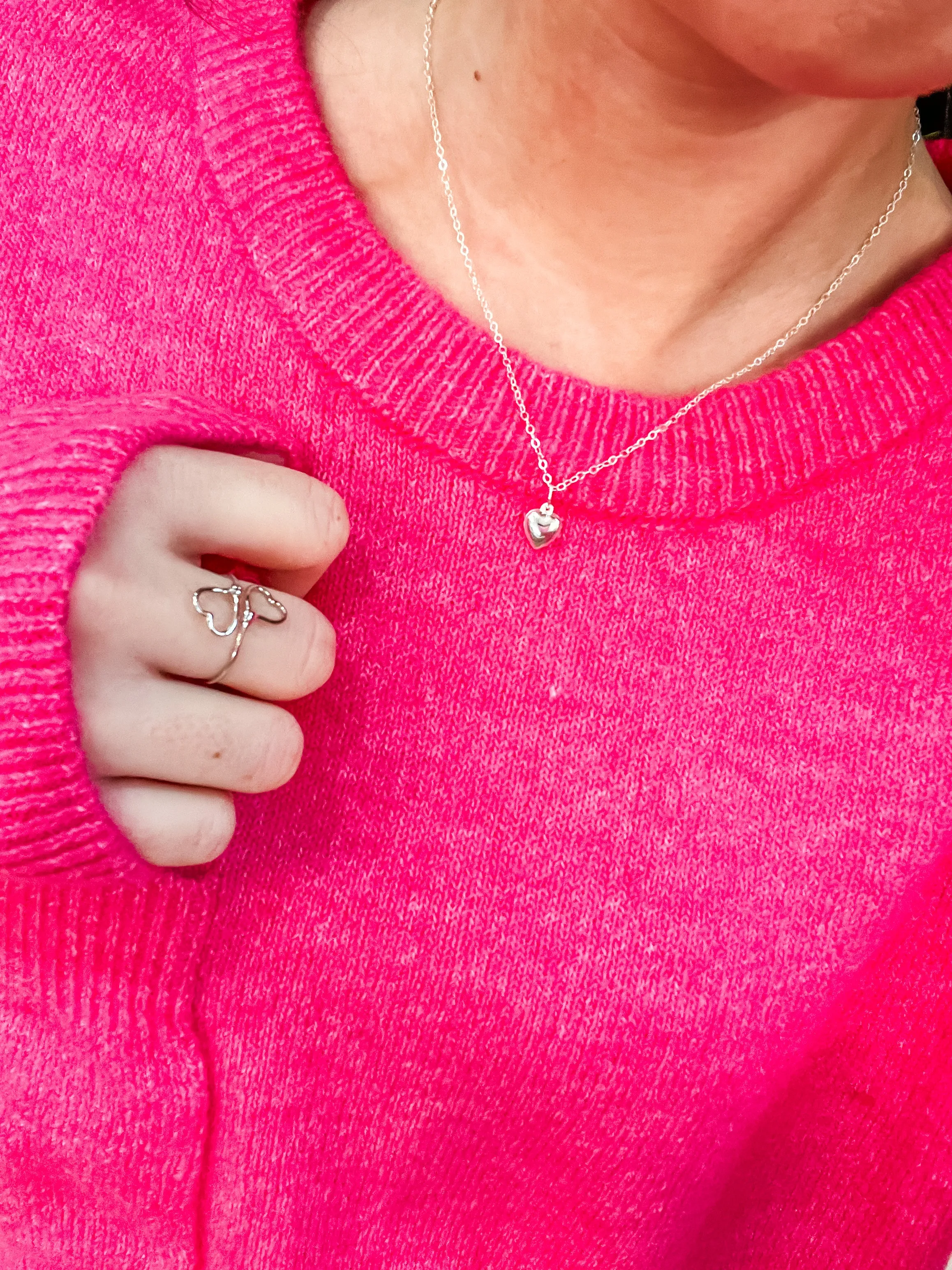 Sterling Filled Puffy Heart Necklace