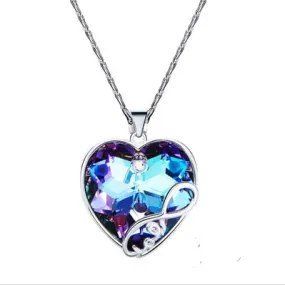 Sterling silver infinity love sapphire heart necklace